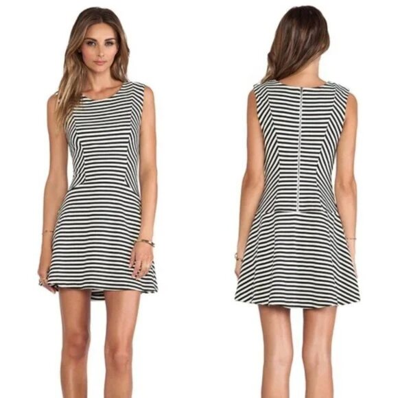 Free People Cha Cha Sleeveless Mini Dress in Black And White Stripes Size L EUC - Picture 3 of 10